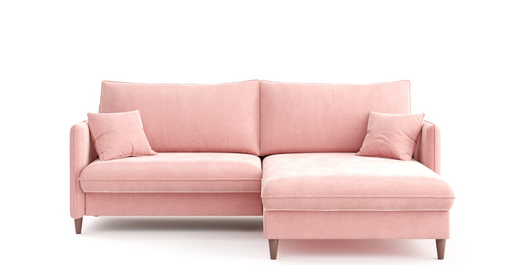 Угловой диван-кровать Берген 222 см розовый